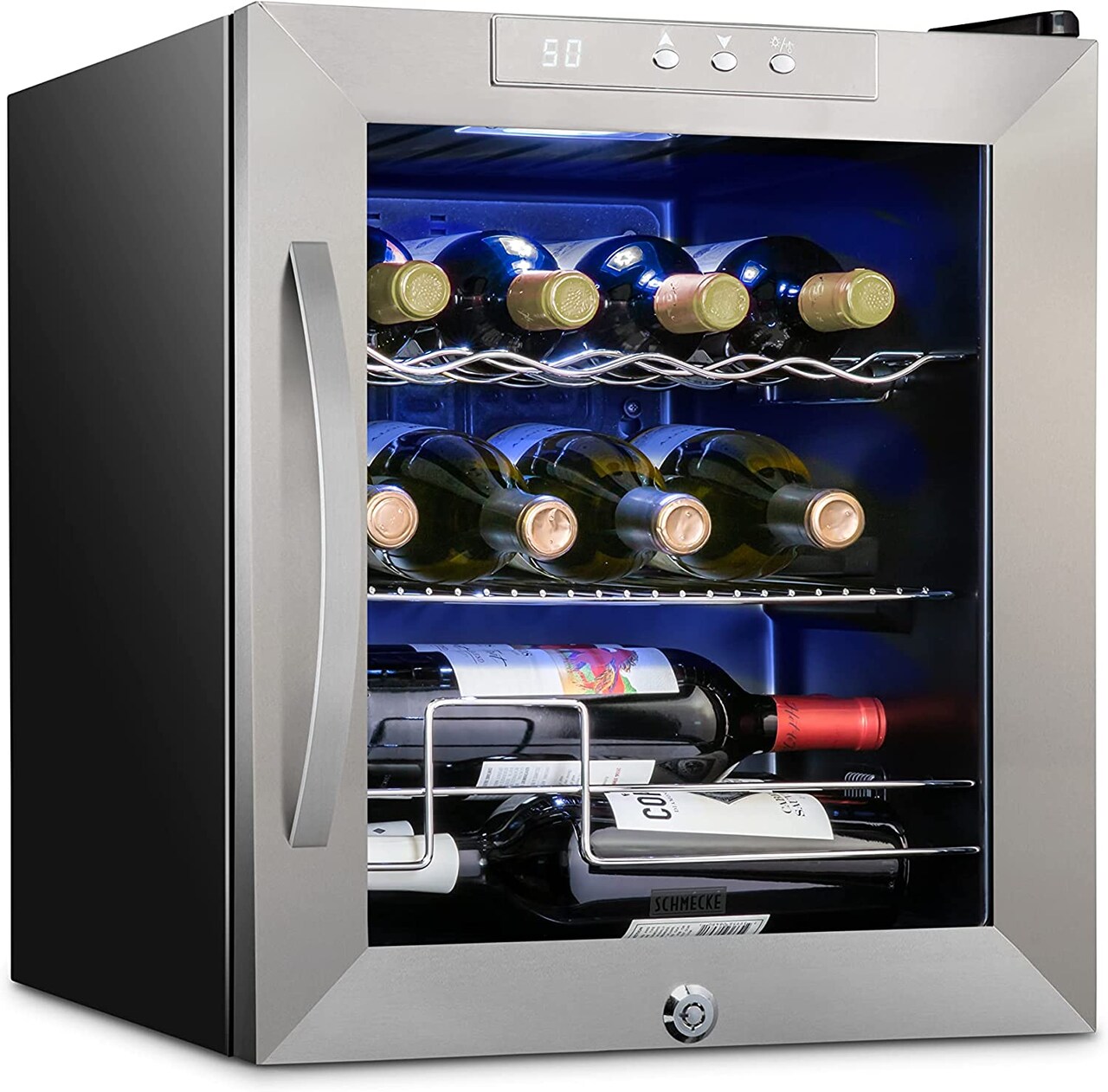 Schmecke 12-Bottle Wine Fridge, Freestanding Wine Refrigerator, Small Wine Cooler